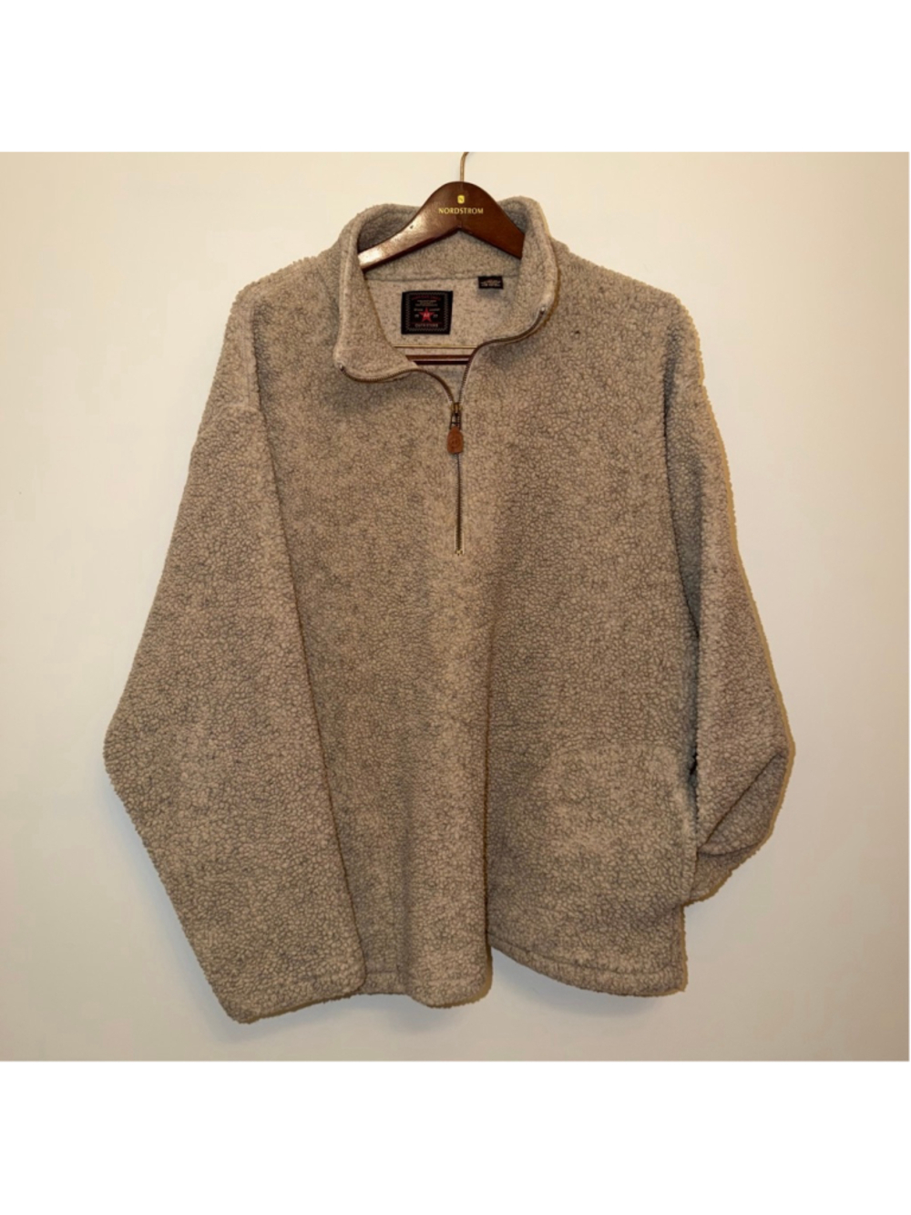 Vtg American Eagle Sherpa Fleece Pullover XL Beige Qtr Zip Unisex Berber Sweater